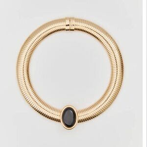 Gold-Tone Collar Necklace with Black Oval Stone by Juliette